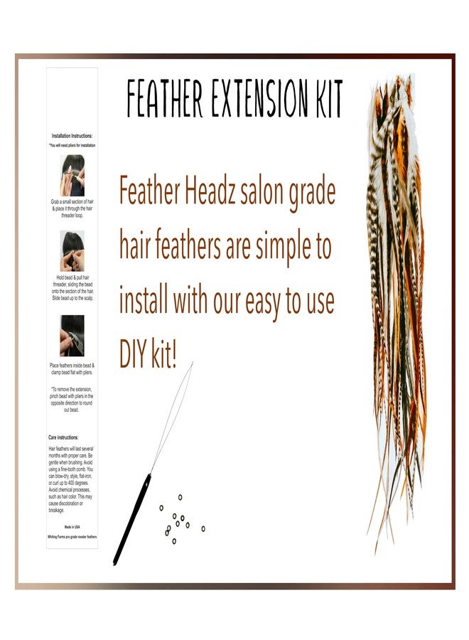 Feather Headz 15 Natural Fluffy Color Hair Feathers - 7”- 12” Long - Natural Fluffy Hair Extension, Feather Hair Extension DIY Kit - Eye-Catching Design - 20 Micro-link Beads - 100% Real Rooster Feathers - Image 3